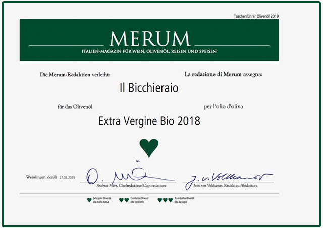 Certificate 2016 Best Olive Oil